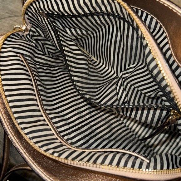 Kate Spade Bag Leather Champagne Rose Gold Metallic Satchel - Picture 12 of 17